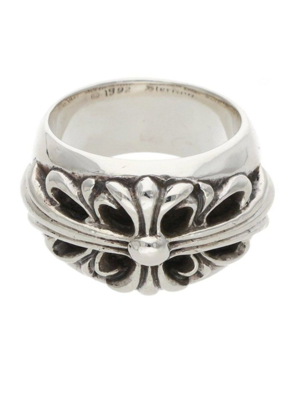 Chrome Hearts Flrl Floral Cross Silver Ring